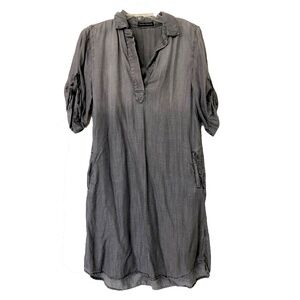 Grey pocketed tincel dress with 1 quarter sleeves